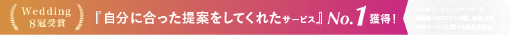 Wedding8冠受賞『自分に合った提案をしてくれたサービス』」No.1 ※日本マーケティングリサーチ機構調べ 2022年11月期_結婚式場検索サービスに関する満足度調査